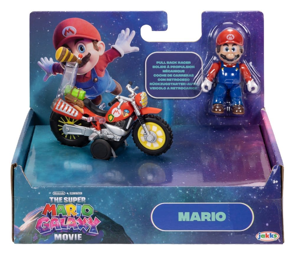 Der Super Mario Galaxy Film Actionfigur mit Rückziehmotorrad Mario 6 cm