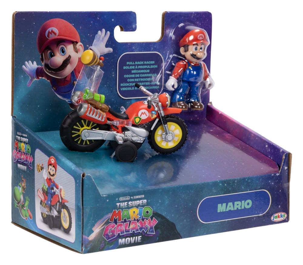 Der Super Mario Galaxy Film Actionfigur mit Rückziehmotorrad Mario 6 cm