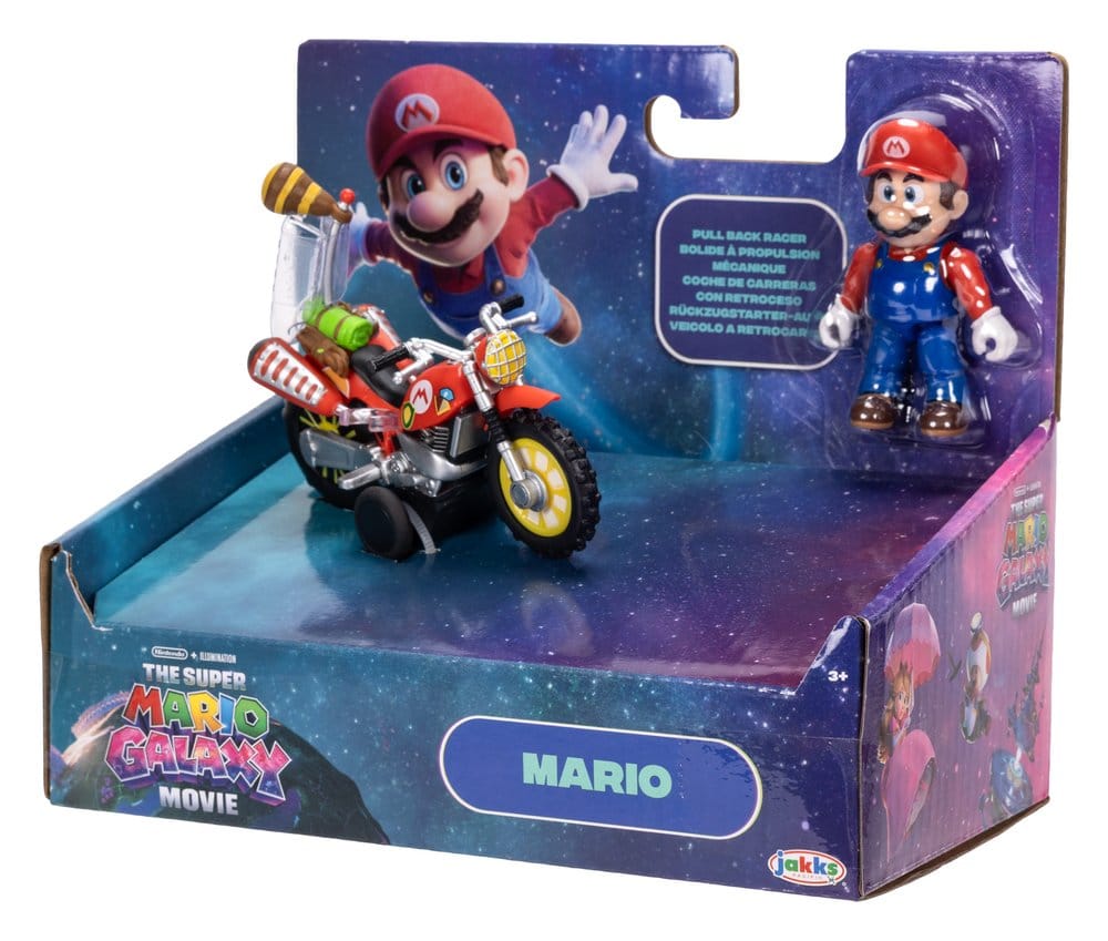 Der Super Mario Galaxy Film Actionfigur mit Rückziehmotorrad Mario 6 cm