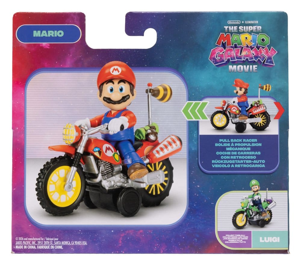 Der Super Mario Galaxy Film Actionfigur mit Rückziehmotorrad Mario 6 cm