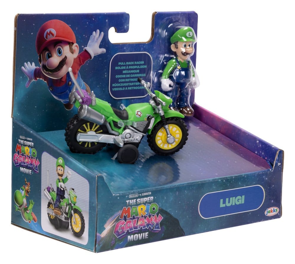 Der Super Mario Galaxy Film Actionfigur mit Rückziehmotorrad Luigi 6 cm