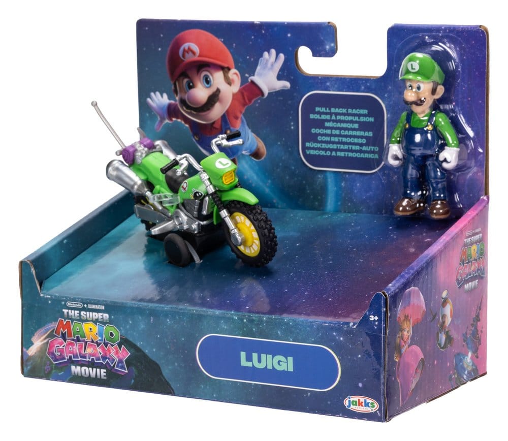Der Super Mario Galaxy Film Actionfigur mit Rückziehmotorrad Luigi 6 cm