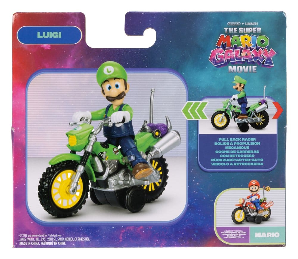 Der Super Mario Galaxy Film Actionfigur mit Rückziehmotorrad Luigi 6 cm