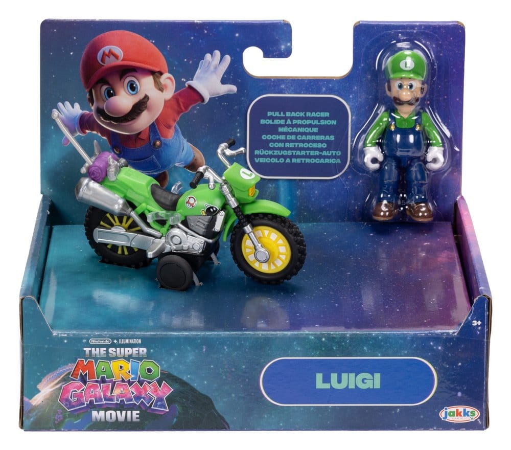 Der Super Mario Galaxy Film Actionfigur mit Rückziehmotorrad Luigi 6 cm