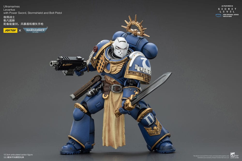 Warhammer 40,000 Actionfigur Ultramarines Levantus with Power Sword, Stormshield and Bolt Pistol 13 cm