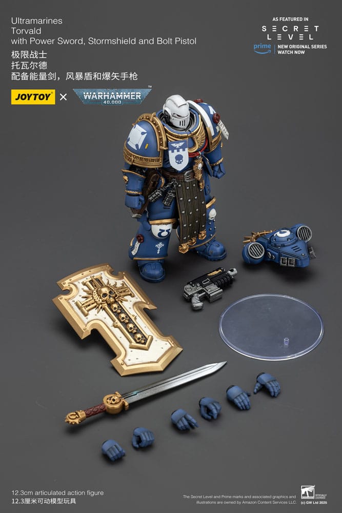 Warhammer 40,000 Actionfigur Ultramarines Torvald with Power Sword, Stormshield and Bolt Pistol 13 cm