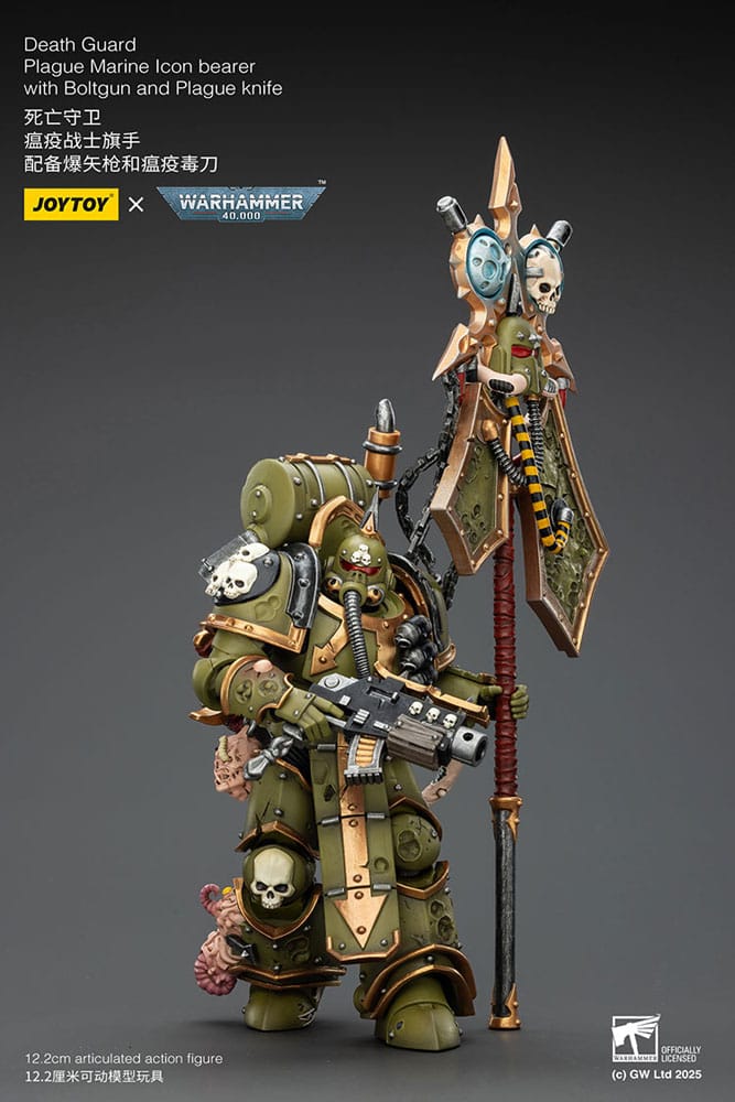 Warhammer 40,000 Actionfigur Death Guard Plague Marine Icon bearer with Boltgun and Plague knife 12 cm