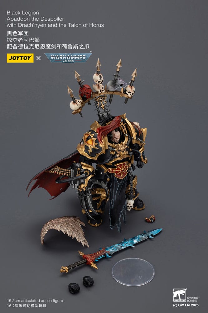 Warhammer 40,000 Actionfigur Black Legion Abaddon the Despoiler with Drach'nyen and the Talo 16 cm