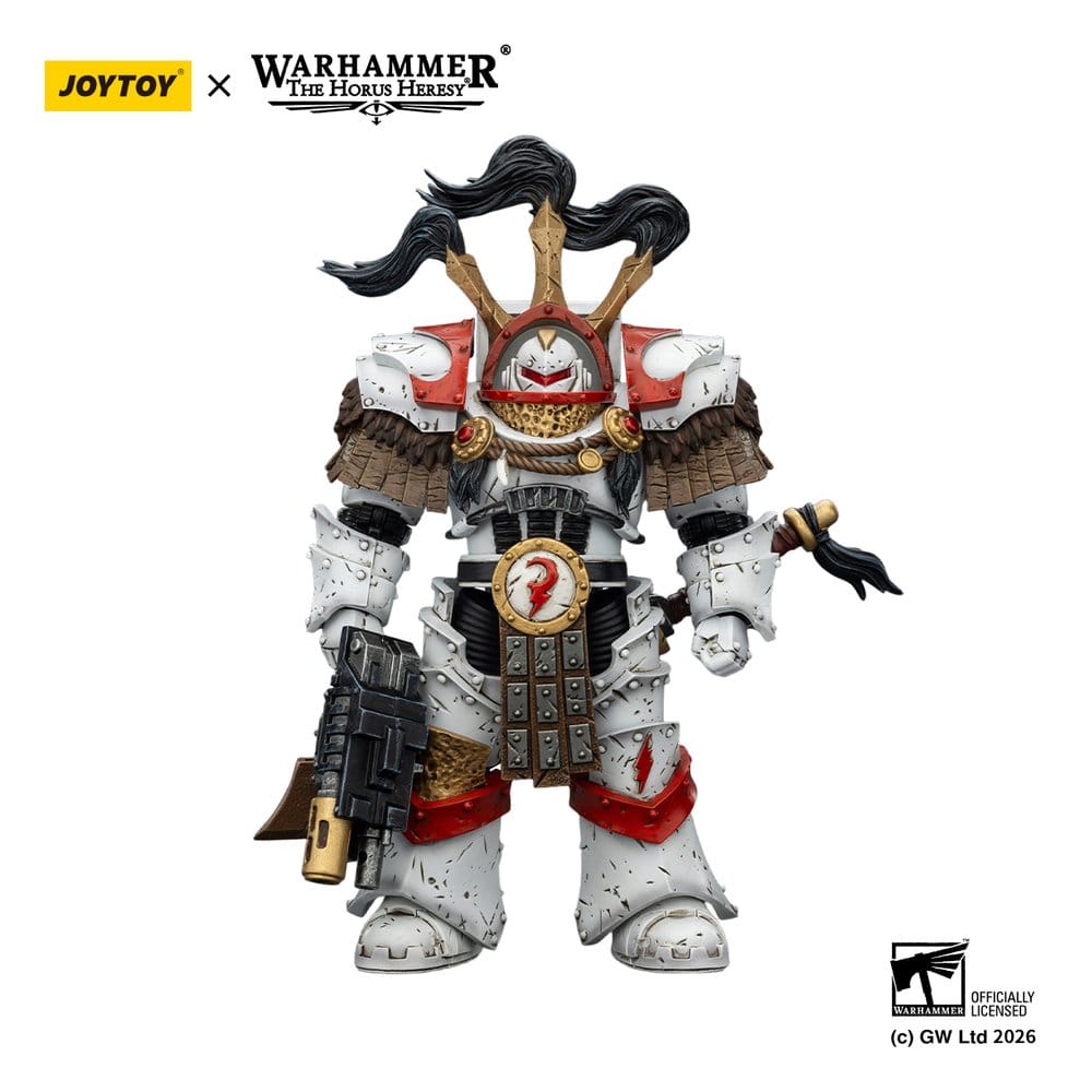 Warhammer 40,000 Actionfigur White Scars Legion Praetor in Cataphractii Terminator Armour with Cyber Hawk Chogorian sword and combi-melta 14 cm