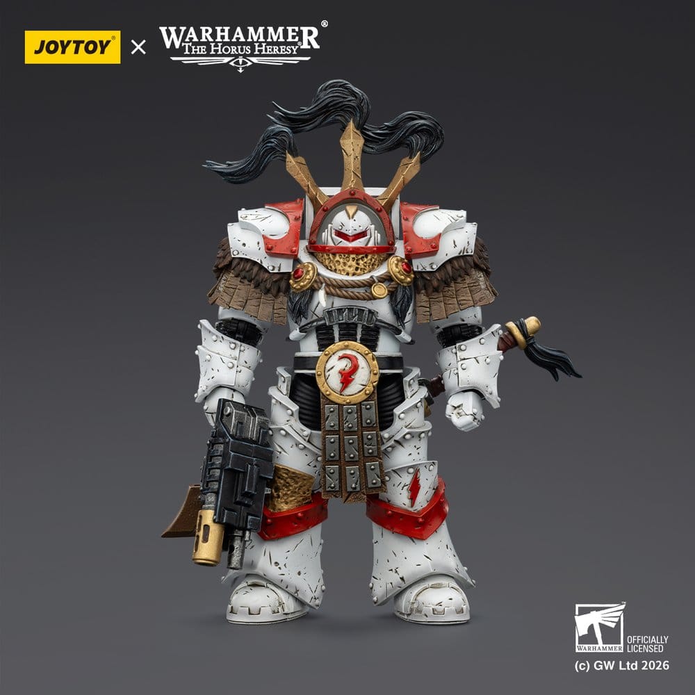 Warhammer 40,000 Actionfigur White Scars Legion Praetor in Cataphractii Terminator Armour with Cyber Hawk Chogorian sword and combi-melta 14 cm