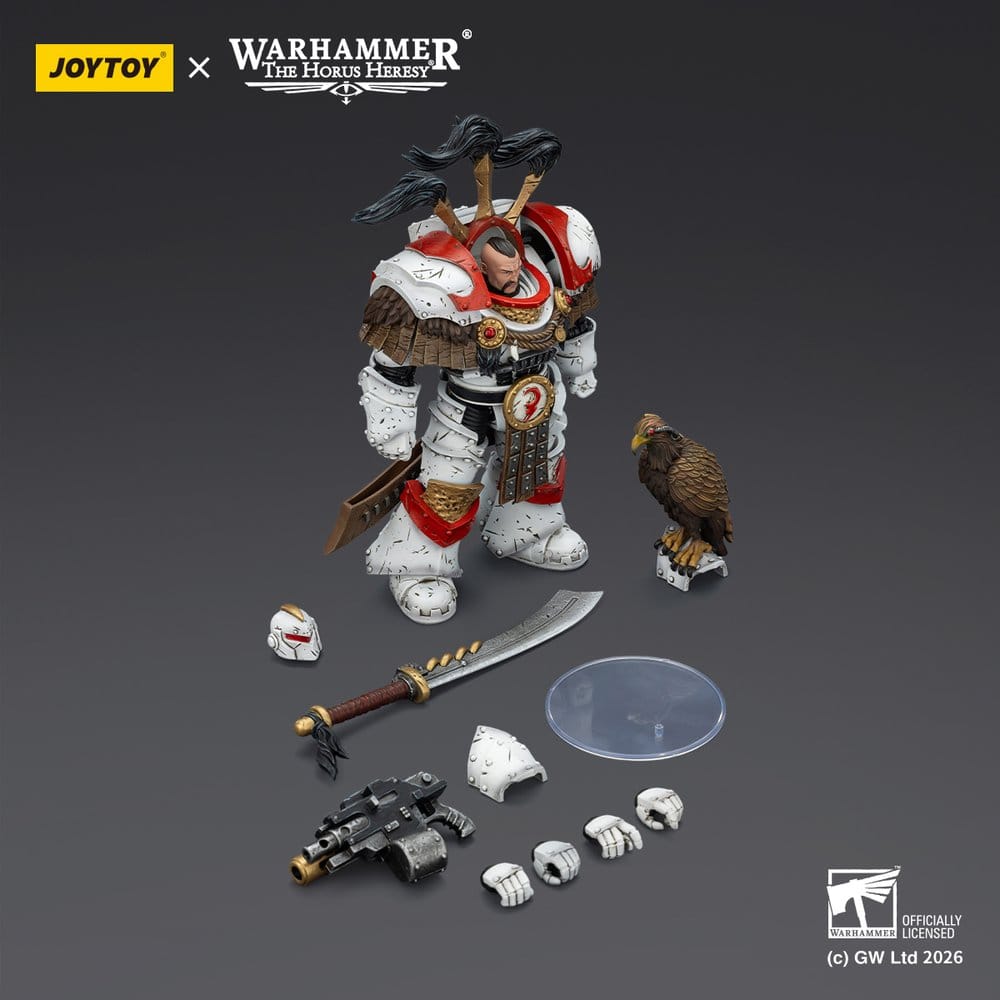 Warhammer 40,000 Actionfigur White Scars Legion Praetor in Cataphractii Terminator Armour with Cyber Hawk Chogorian sword and combi-melta 14 cm