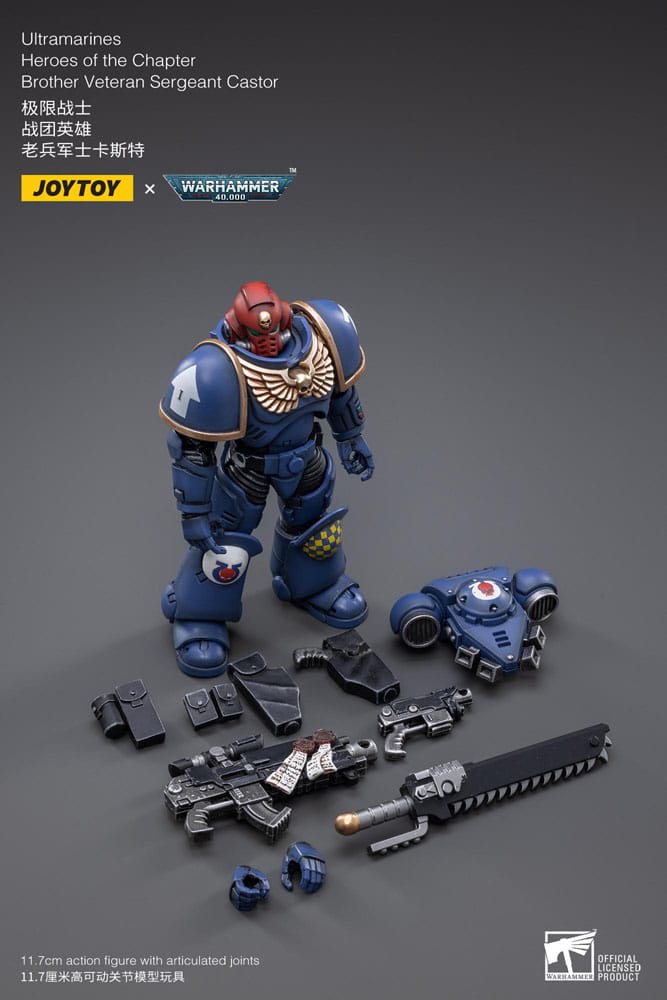 Warhammer 40k Actionfigur 1/18 Ultramarines Heroes of the Chapter Brother Veteran Sergeant Castor 12 cm