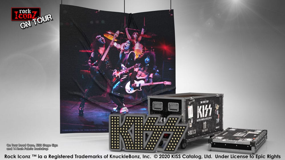 Kiss Rock Ikonz On Tour Road Case Statue & Bühnenhintergrund Set Alive! Tour
