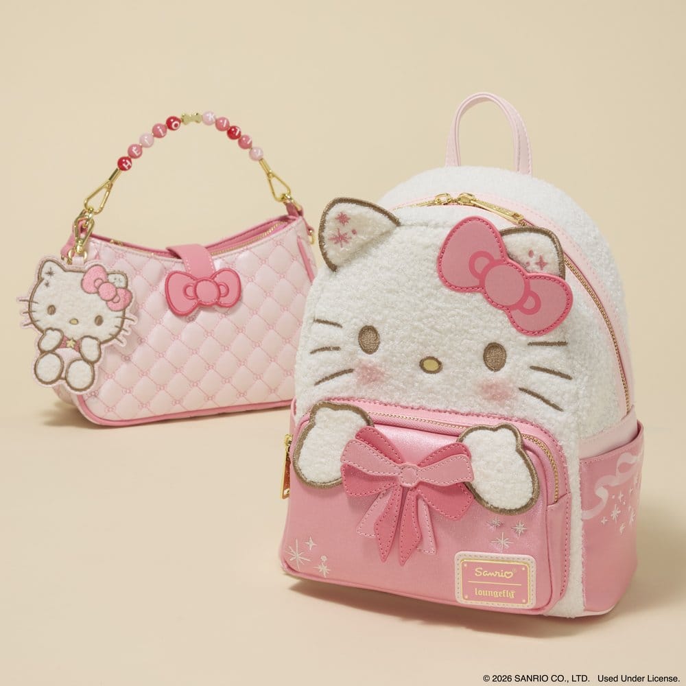 Sanrio by Loungefly Umhängetasche mit Perlenbesetztem Griff & Taschenanhänger Hello Kitty