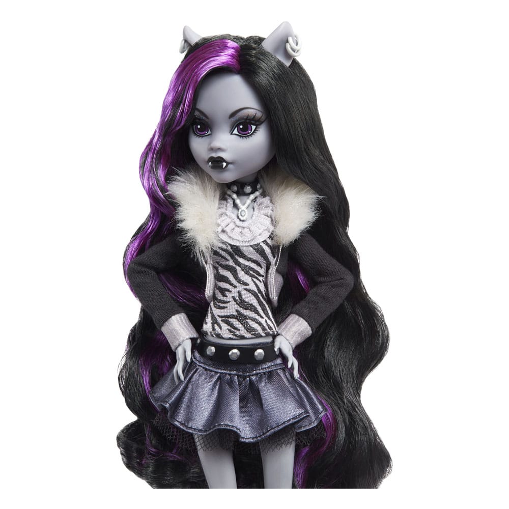 Monster High Reel Drama Puppe Clawdeen Wolf in Schwarzweiß