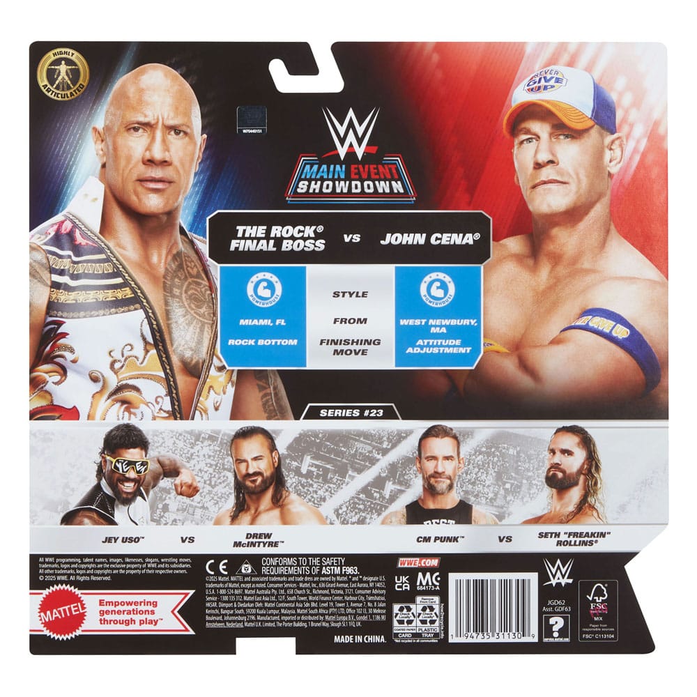 WWE Main Event Showdown Actionfiguren The Rock Final Boss vs John Cena 2-Pack 15 cm