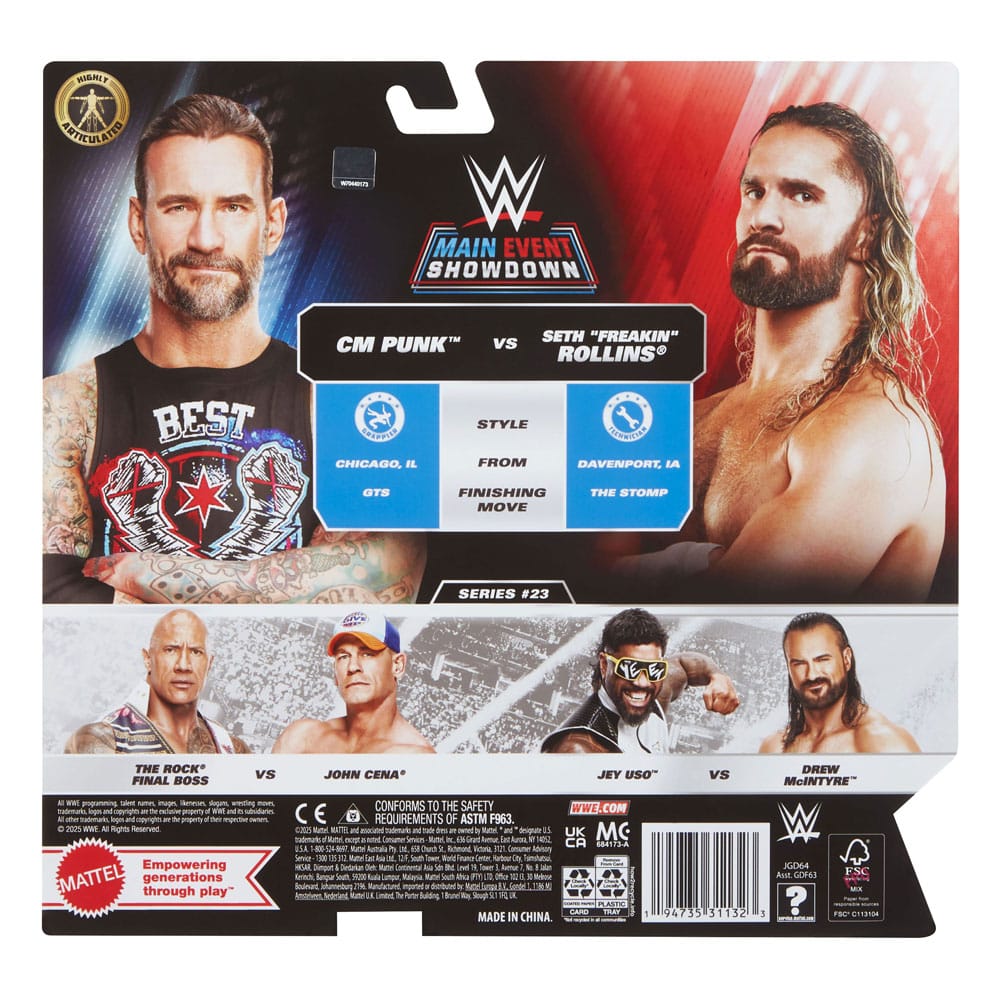 WWE Main Event Showdown Actionfiguren CM Punk vs Seth "Freakin" Rollins 2-Pack 15 cm