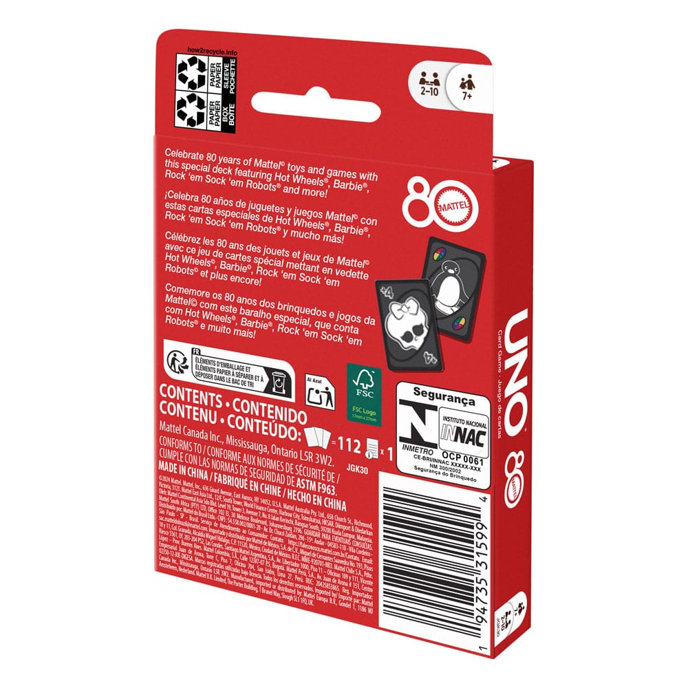 Mattel 80th Anniversary UNO Kartenspiel Ruby Red