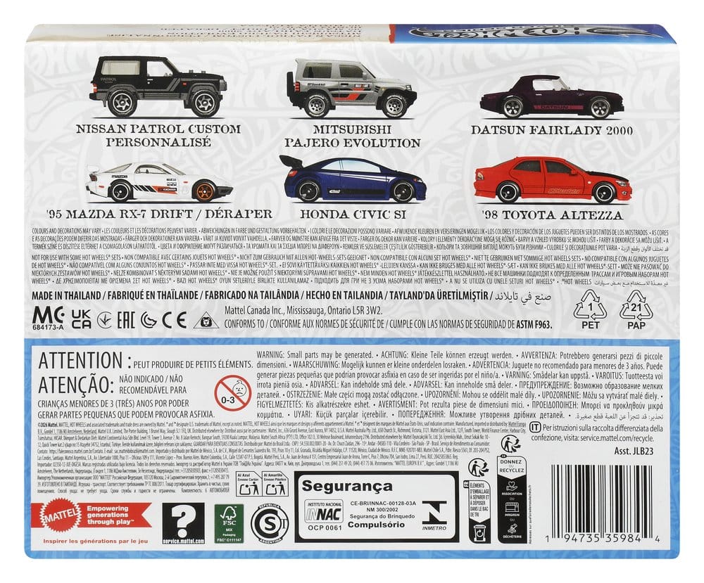 Hot Wheels Silver Series Die-Cast Fahrzeuge 6er-Pack 1/64 Streets of Japan