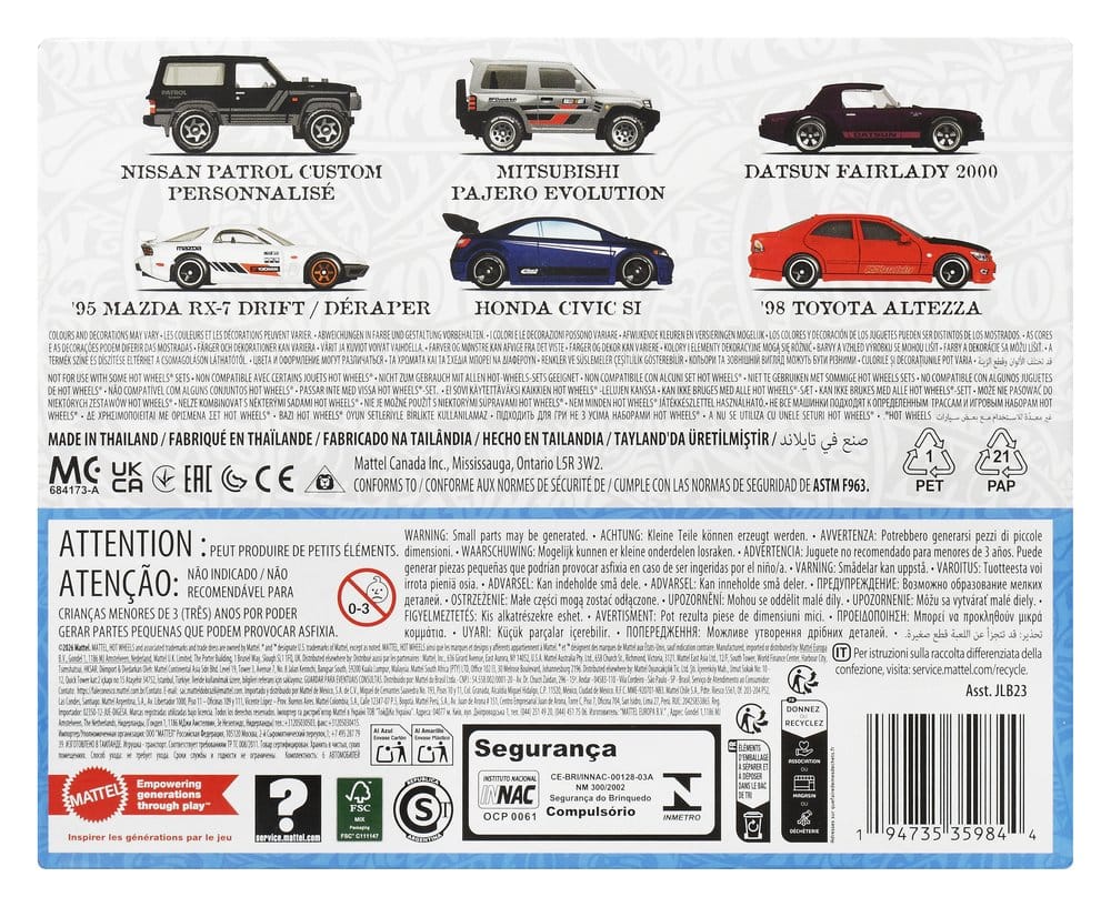 Hot Wheels Silver Series Die-Cast Fahrzeuge 6er-Pack 1/64 Streets of Japan