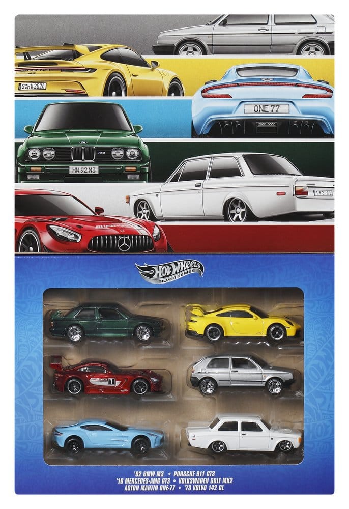 Hot Wheels Silver Series Die-Cast Fahrzeuge 6er-Pack 1/64 Euro Style