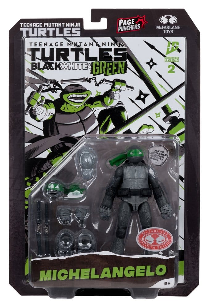 Teenage Mutant Ninja Turtles Page Punchers Actionfigur Michelangelo (Black White & Green) (Red Platinum Edition) 13 cm