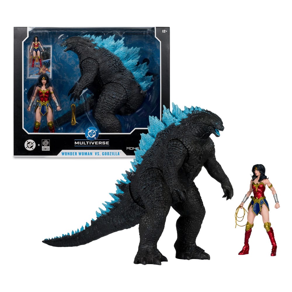 DC Justice League Monsterverse DC Multiverse Actionfiguren 2er-Pack Wonder Woman Vs. Atomic Blast Godzilla 18 cm