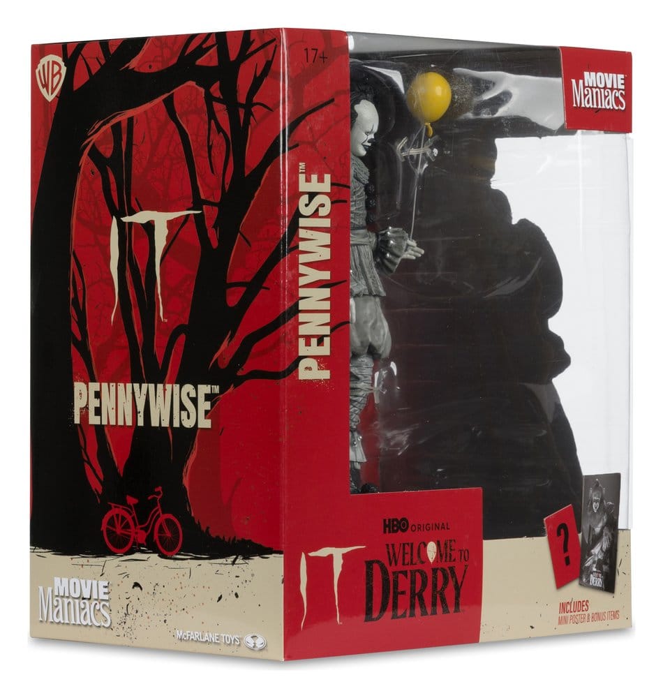 Es Welcome to Derry Movie Maniacs Figur Pennywise (Black & White) 16 cm
