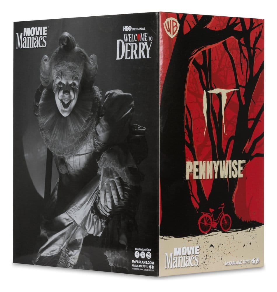 Es Welcome to Derry Movie Maniacs Figur Pennywise (Black & White) 16 cm