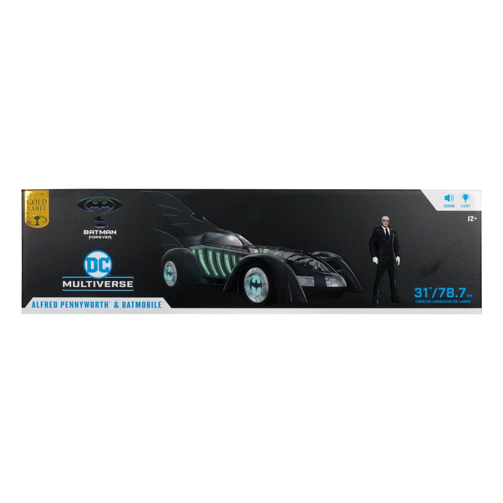 Batman Forever DC Multiverse Actionfigur mit Fahrzeug Alfred Pennyworth & Batmobile (Gold Label) 79 cm