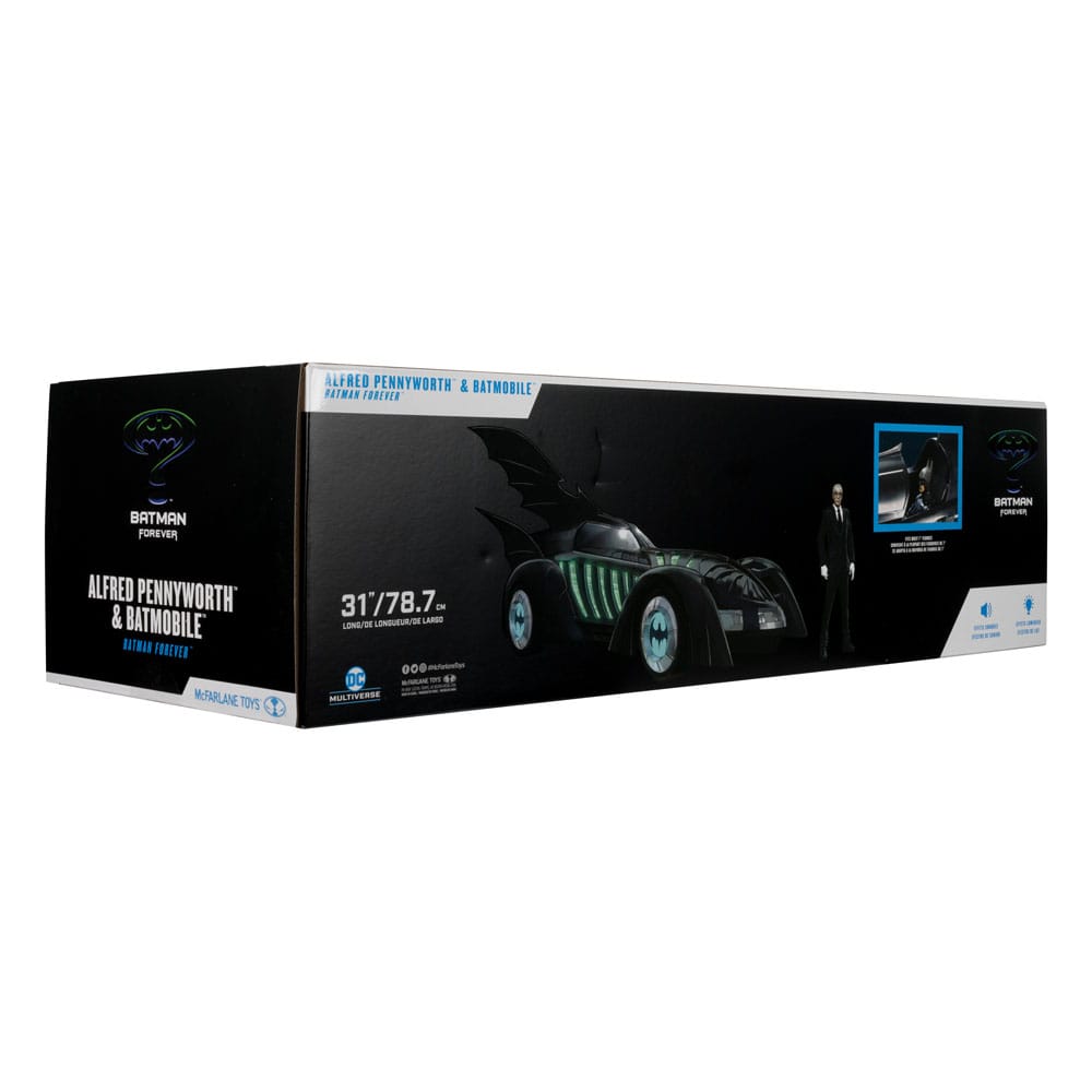 Batman Forever DC Multiverse Actionfigur mit Fahrzeug Alfred Pennyworth & Batmobile (Gold Label) 79 cm
