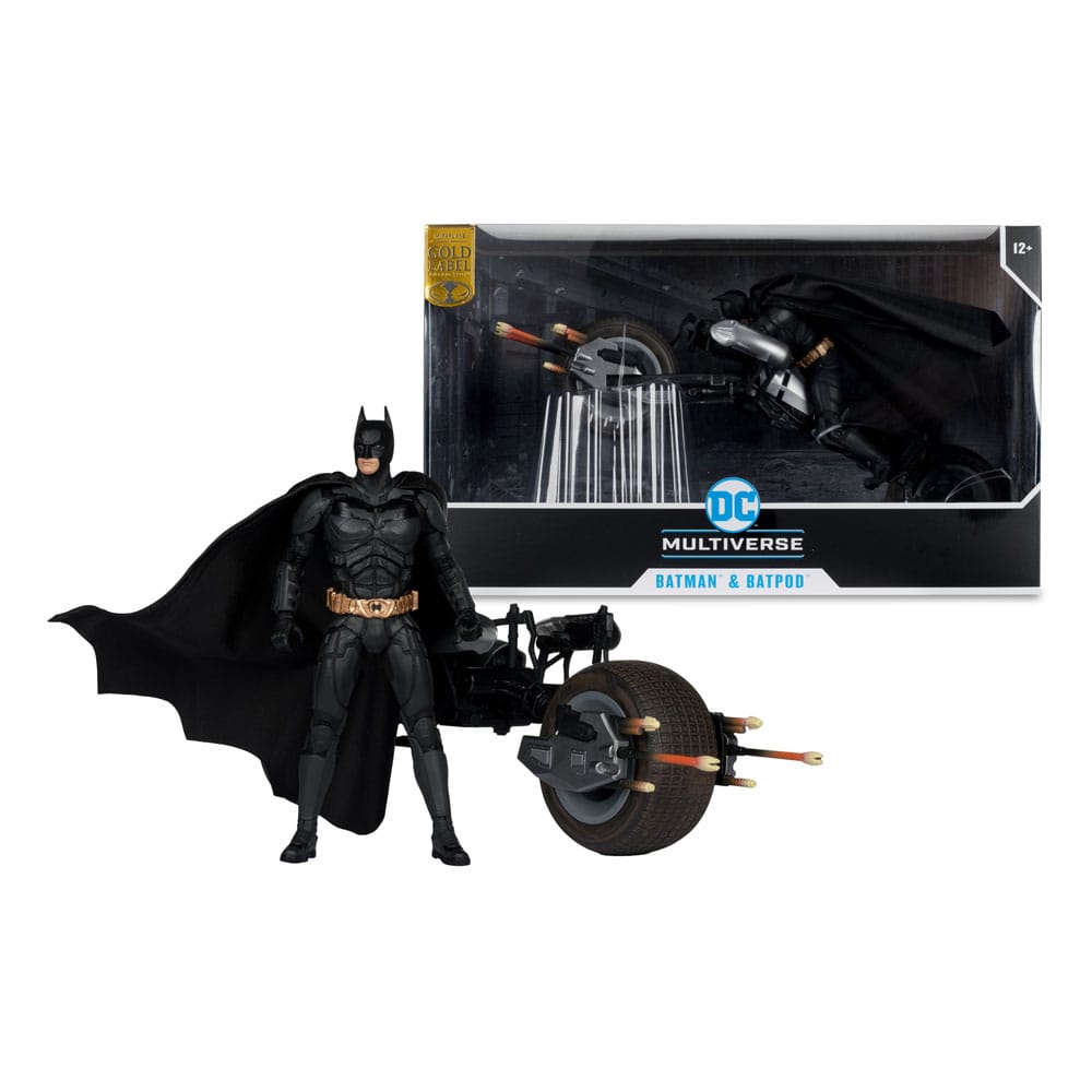 The Dark Knight DC Multiverse Actionfigur mit Fahrzeug Batman & The Batpod 18 cm