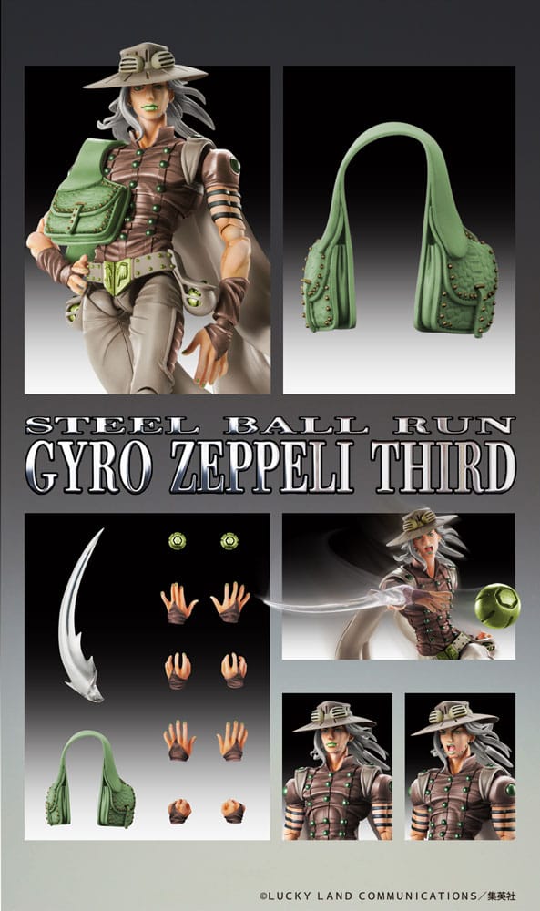 JoJo's Bizarre Adventure Part7 Steel Ball Run Super Action Actionfigur Chozokado Gyro Zeppeli Third 16 cm
