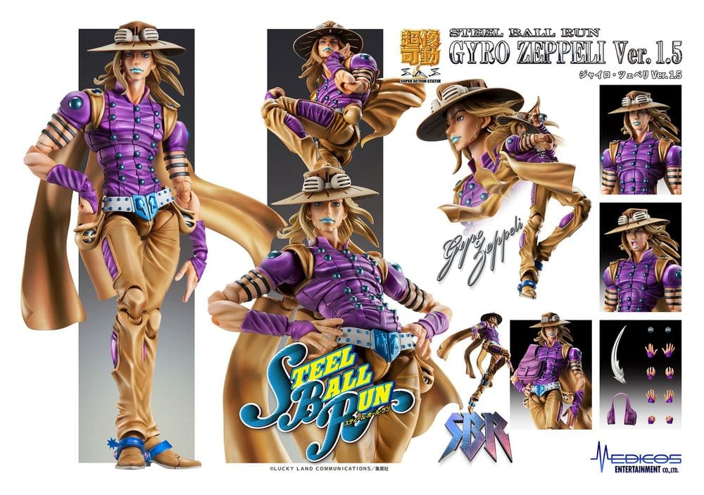 JoJo's Bizarre Adventure Part 7: Steel Ball Run Super Action Actionfigur Chozokado Gyro Zeppeli Ver.1.5 16 cm