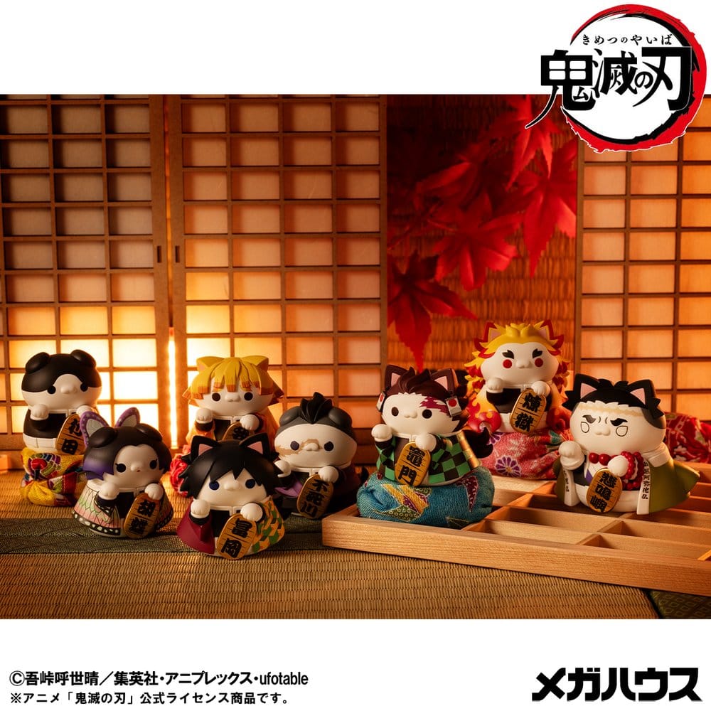 Demon Slayer: Kimetsu no Yaiba Mega Cat Project Sammelfiguren Fortune Cats Ver. 01 7 cm Blind Box Sortiment (8)