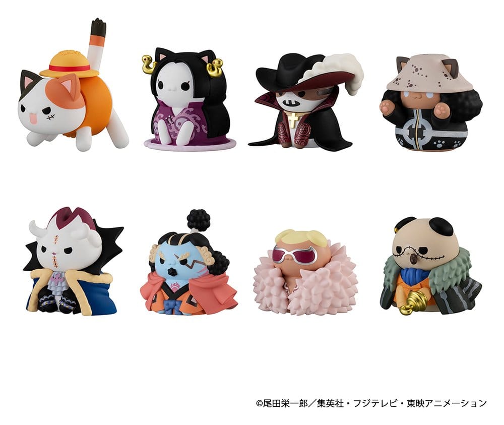 One Piece Mega Cat Project Nyan Piece Nyan! Luffy & the Seven Warlords of the Sea Minifiguren 3 cm Blind Box Display (8) (Repeat)