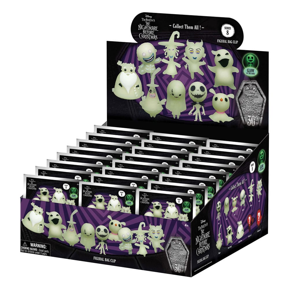 Nightmare Before Christmas 3D PVC-Taschenanhänger Glow in the Dark Serie 8 Display (24)
