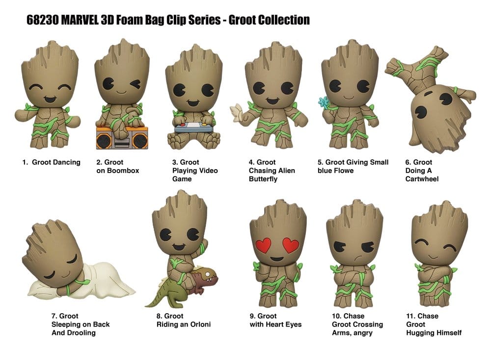 Marvel Groot 3D PVC-Taschenanhänger Serie 1 Blind Bag Display (24)