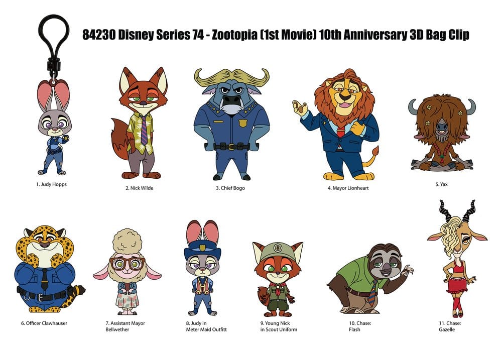 Zootopia 3D PVC-Taschenanhänger Serie 73 Display (24)
