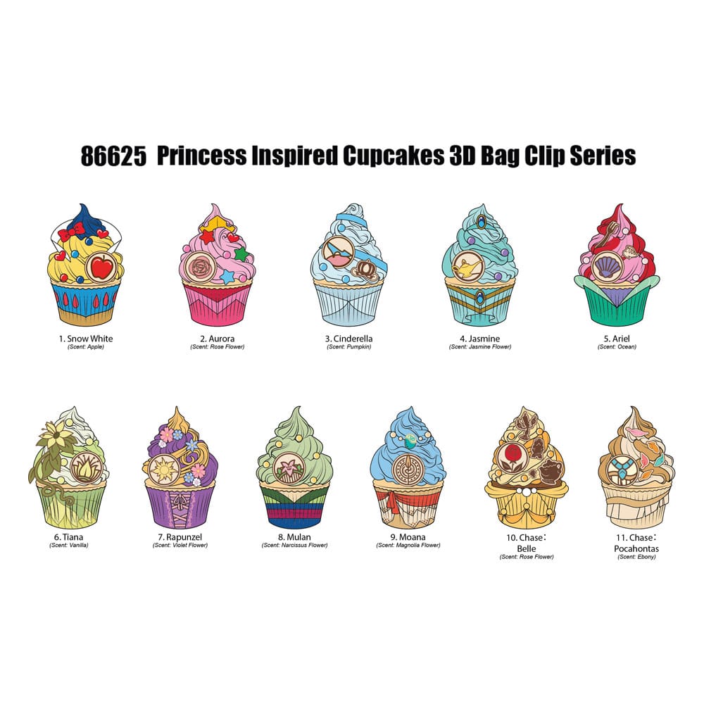 Disney Prinzessin 3D PVC-Taschenanhänger Cupcake Display (24)