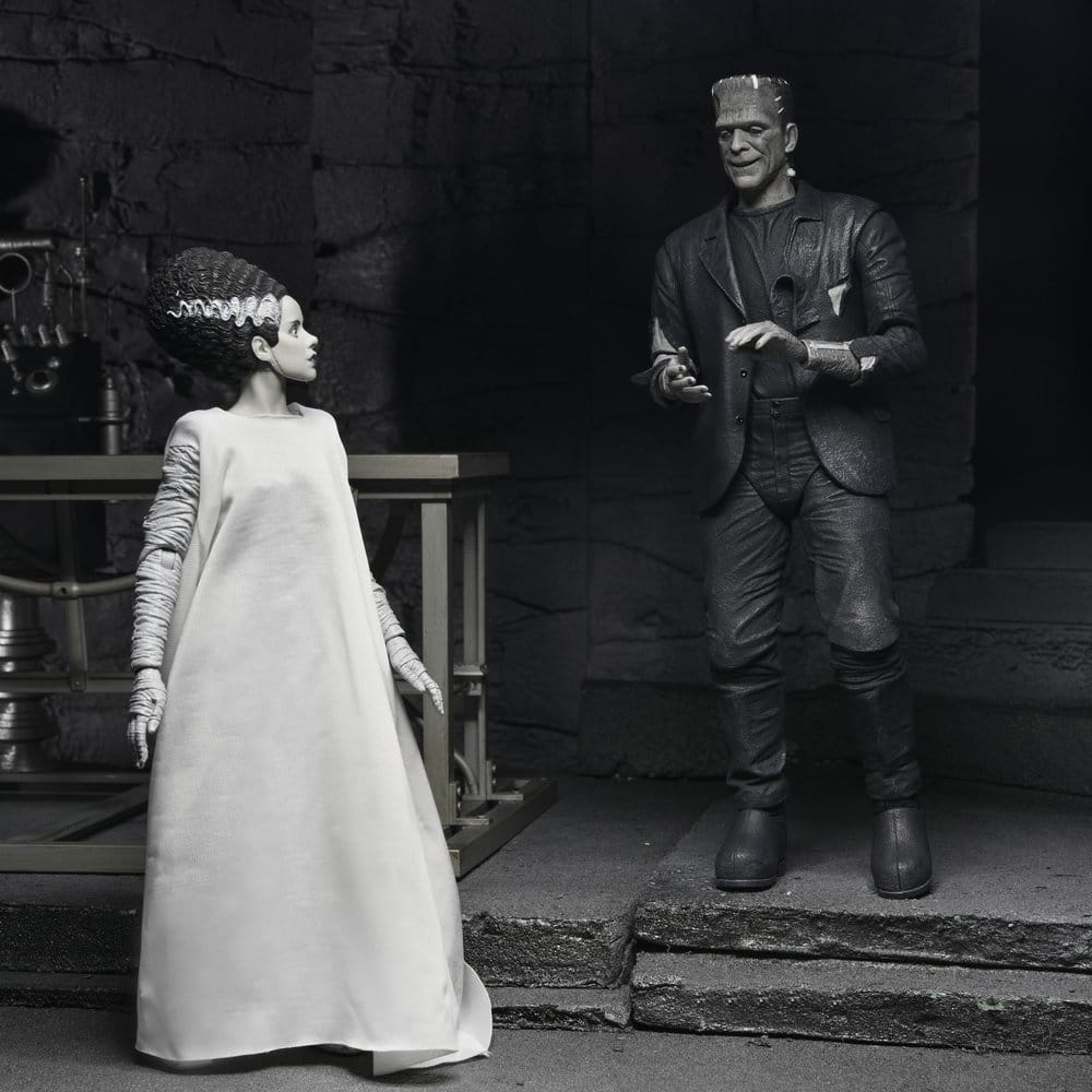 Universal Monsters Actionfiguren 2er-Pack Frankensteins Braut 90th Anniversary The Monster & His Mate (B&W) 18 cm