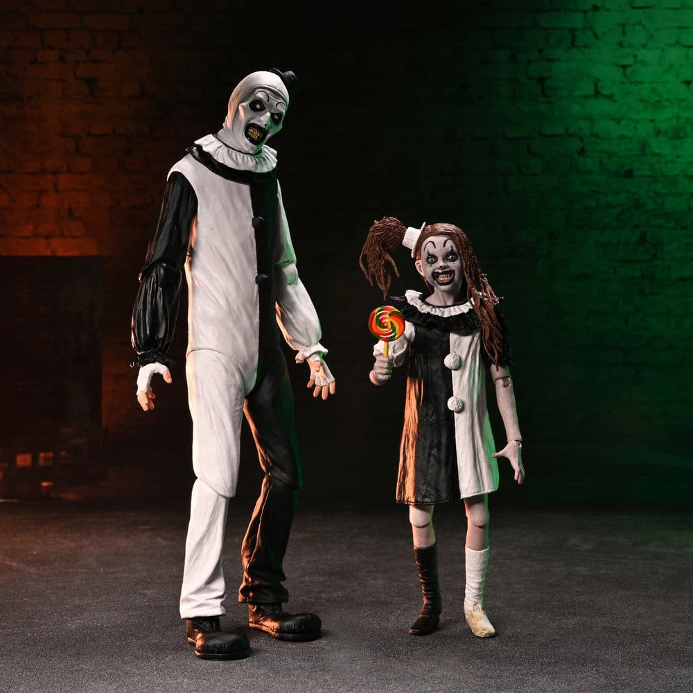 Terrifier 2 2er-Pack Actionfiguren Ultimate Art the Clown & Little Pale Girl 18 cm