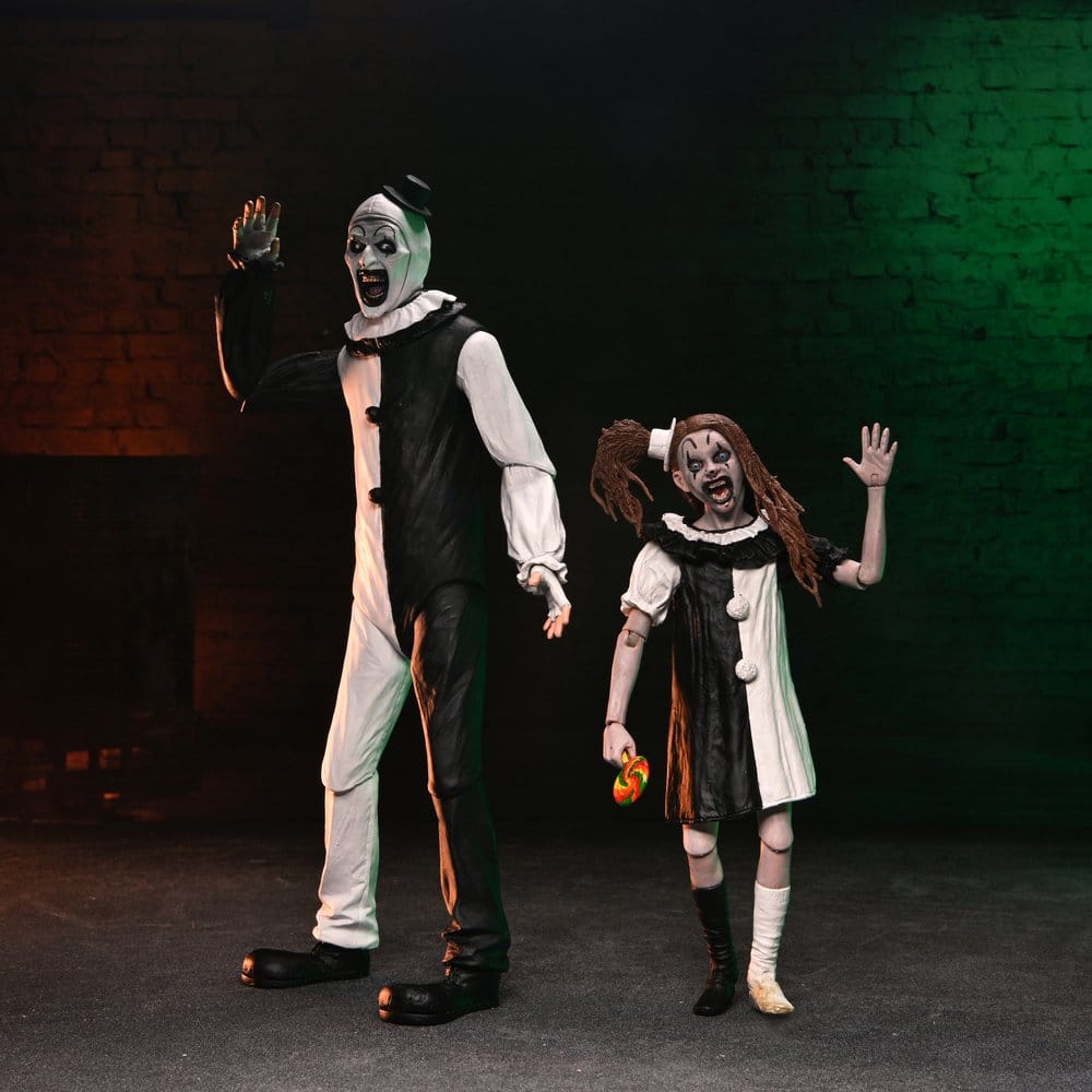 Terrifier 2 2er-Pack Actionfiguren Ultimate Art the Clown & Little Pale Girl 18 cm