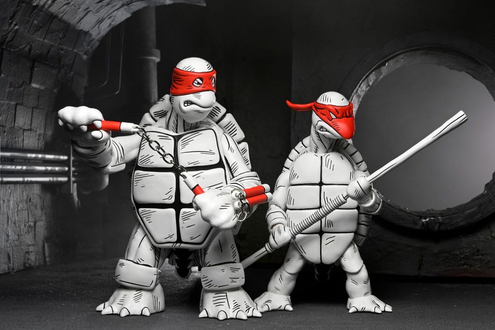Teenage Mutant Ninja Turtles (Mirage Comics) Actionfiguren 2er-Pack Black and White First Turtles 18 cm