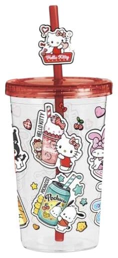 Hello Kitty and Friends Becher mit Strohhalm American Diner Version