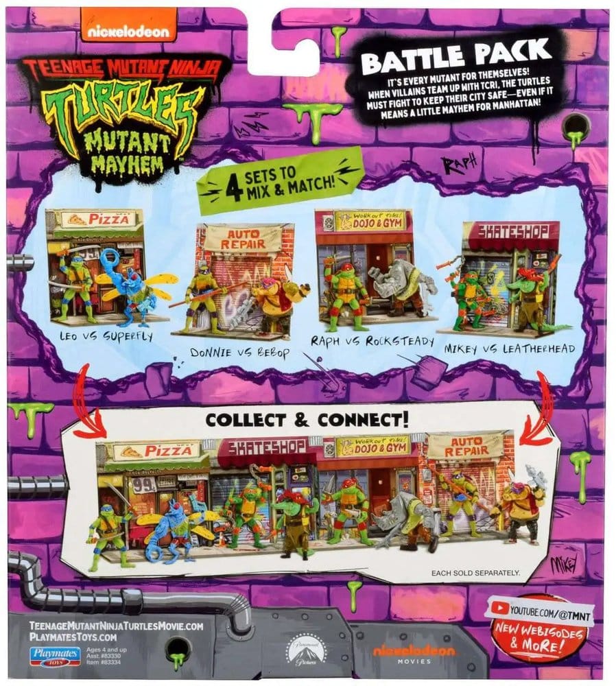 Teenage Mutant Ninja Turtles: Mutant Mayhem Battle Pack Actionfiguren Raphael vs. Rocksteady 11 cm
