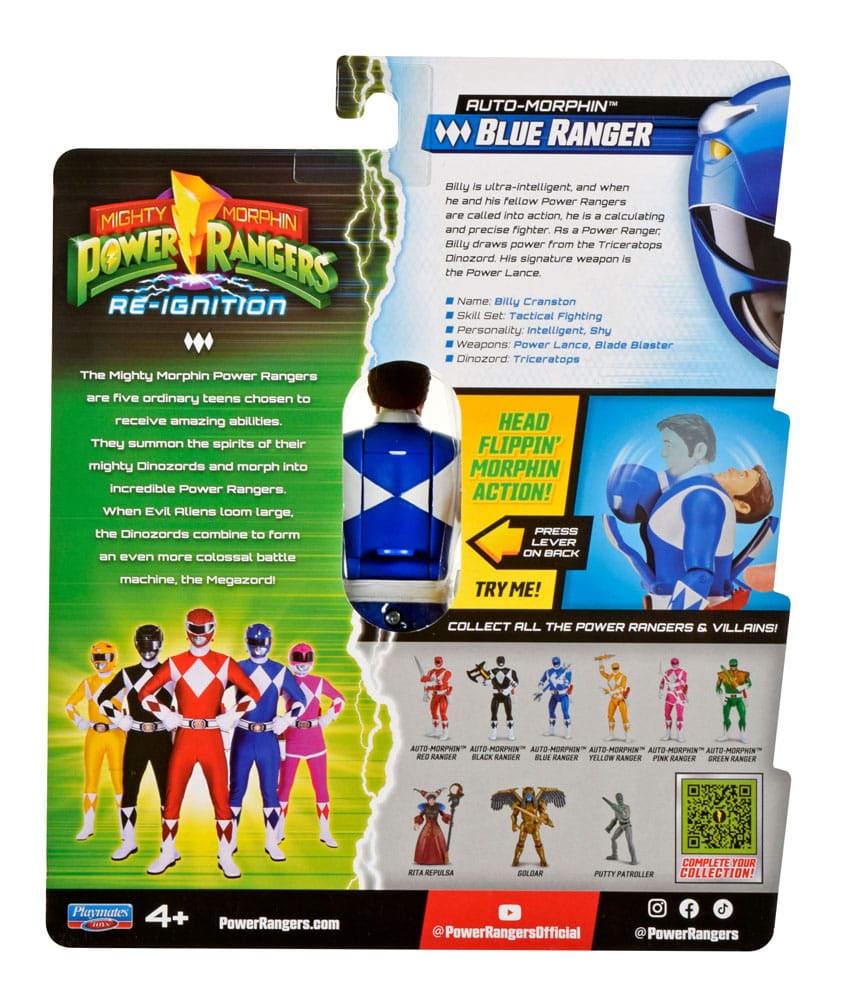Power Rangers Actionfigur Auto-Morphin Blue Ranger 12 cm