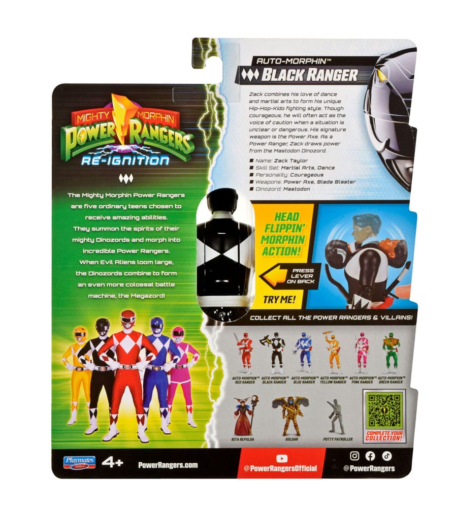 Power Rangers Actionfigur Auto-Morphin Black Ranger 12 cm