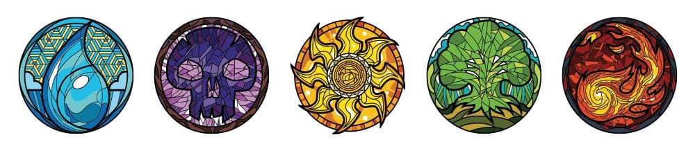 Magic: The Gathering Ansteck-Pins Blind Box Mystery Stained Glass Lands Sortiment (10)