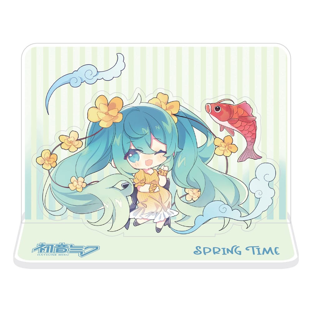Hatsune Miku Acryl Figurenaufsteller aus Acryl Hatsune Miku Spring Time Chibi Miku with Koi 11 cm
